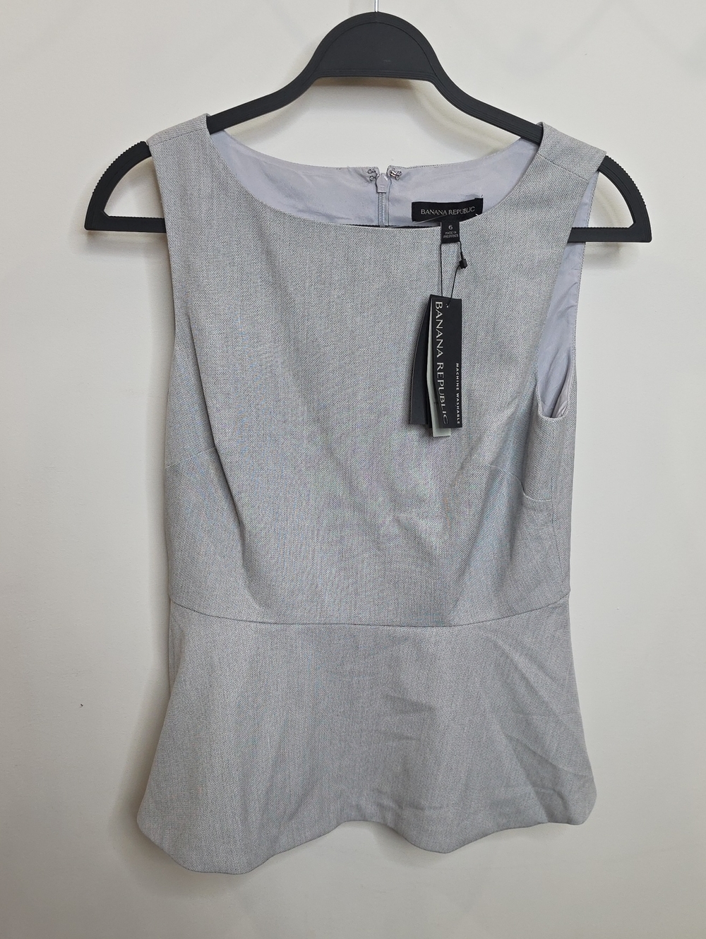 Banana Republic Light Gray Sleeveless Peplum Top New With Tags Sz 6